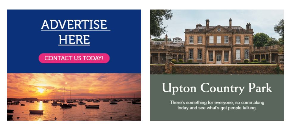 Example of two footer ads on the Poole tourism website 